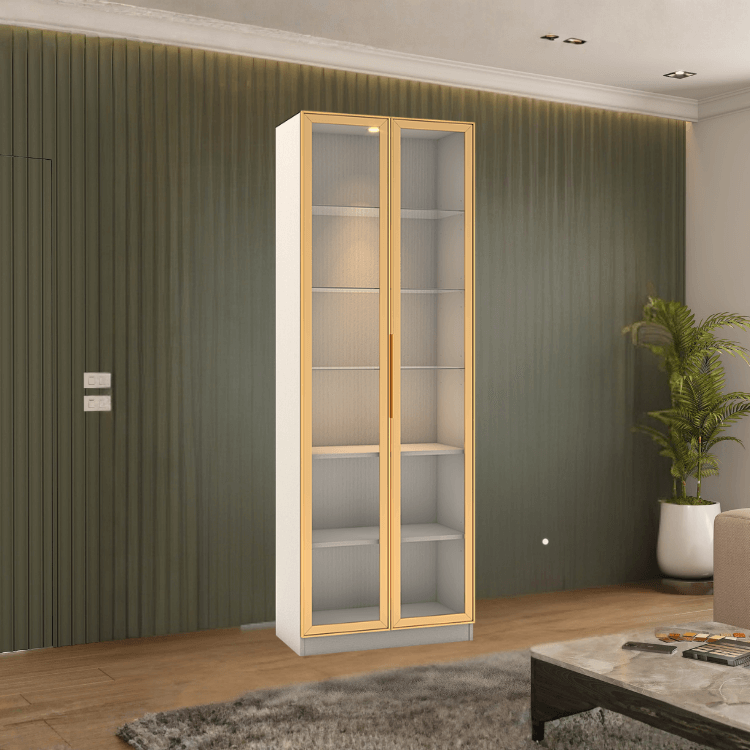 ตู้โชว์กระจก WISDOM DESIGN FURNITURE รุ่น GS-802 80 ซม. สีขาว/โกลด์